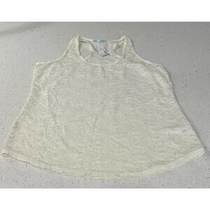 Maurices women Sz XL Tank Top Lace White Overlay Semi Sheer Scoop Neck Summer